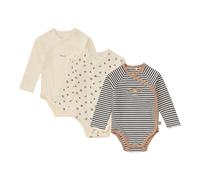 Bornino Lieblinge 3er-Pack Wickelbodys langarm Bakery Ringel 74 beige/blau