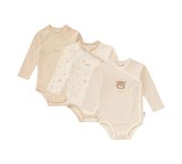 Bornino Lieblinge 3er-Pack Wickelbodys langarm Ringel Bär 50 beige interlock