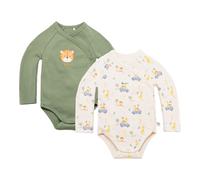 Bornino Sunny Adventure 2er-Pack Wickelbodys langarm 74 natur/grün