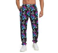 Bornore Herren Jogger Hose 80er Jahre Workout Kostüme 90er Jahre Lustige Sweatpants mit Taschen Casual Sport Track Pants, Herren-Hose, Cooler Totenkopf, Groß