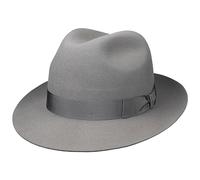 Borsalino Marengo Haarfilz Bogarthut Haarfilzhut Fedora Herrenhut Damen/Herren - Made in Italy Wollhut Filzhut mit Ripsband Winter Frühling-Sommer Herbst-Winter - 58 cm hellgrau