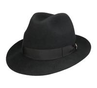 Borsalino Marengo Haarfilz Bogarthut Haarfilzhut Fedora Herrenhut Damen/Herren - Made in Italy Wollhut Filzhut mit Ripsband Winter Frühling-Sommer Herbst-Winter - 60 cm schwarz
