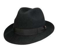 Borsalino Marengo Haarfilz Bogarthut Haarfilzhut Fedora Herrenhut Damen/Herren - Made in Italy Wollhut Filzhut mit Ripsband Frühling-Sommer Herbst-Winter - 55 cm schwarz