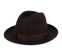 Borsalino Marengo Haarfilz Bogarthut Haarfilzhut Fedora Herrenhut Damen/Herren - Made in Italy Wollhut Filzhut mit Ripsband Winter Frühling-Sommer Herbst-Winter - 57 cm braun