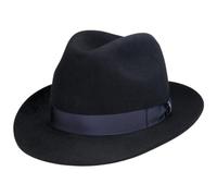 Borsalino Marengo Haarfilz Bogarthut Haarfilzhut Fedora Herrenhut für Herren Filzhut Wollhut mit Ripsband Herbst Winter (59 cm - blau)