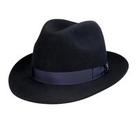 Borsalino Marengo Haarfilz Bogarthut Haarfilzhut Fedora Herrenhut für Herren Filzhut Wollhut mit Ripsband Herbst Winter (59 cm - blau)
