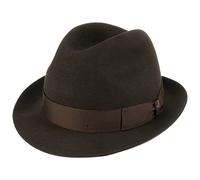 Borsalino Marengo Haarfilz Fedora Hut Haarfilzhut Fedorahut Trilby Herrenhut Damen/Herren - Made in Italy Filzhut mit Ripsband Frühling-Sommer Herbst-Winter - 60 cm Dunkelbraun