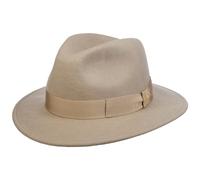 Borsalino Piemonte Traveller Wollhut Wollfilzhut Filzhut Damen/Herren - Made in Italy mit Ripsband, Ripsband Herbst-Winter - 58 cm beige