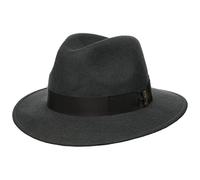 Borsalino Piemonte Traveller Wollhut Wollfilzhut Filzhut Damen/Herren - Made in Italy mit Ripsband, Ripsband Winter Herbst-Winter - 57 cm dunkelgrau