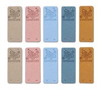 Borsgye 30 Stück Handmade Leder Etiketten Tags Hand Made Label zum Annähen Handgefertigte Kleidung Nähetiketten PU Label Aufnäher mit Löchern für Jeans Nähen Basteln Bekleidung 2x5cm - Schmetterling