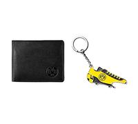 Borussia Dortmund, BVB-Ledergeldbörse, Schwarz, 0 & BVB-Schlüsselanhänger mit Einkaufschip & Öffner