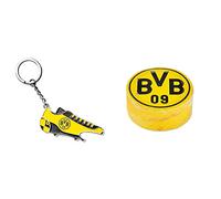 Borussia Dortmund BVB-Schlüsselanhänger mit Einkaufschip & Öffner & BVB-Zauberhandtuch (60 x 30 cm), Schwarz/gelb