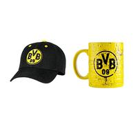 Borussia Dortmund Herren BVB-Kappe (Schwarzgelb) Kappe, Schwarz/gelb, Einheitsgröße EU & BVB-Tasse Gelbe Wand, Gelb, 1 Stück (1er Pack), 0,3l