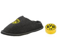 Borussia Dortmund Unisex Bvb-filzpantoffeln Hausschuhe, Grau Silbergrau, 42/43 EU & BVB-Zauberhandtuch (60 x 30 cm), Schwarz/gelb