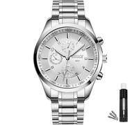 BOSCK Analoge Armbanduhr Herren (kein Chronograph), 40mm Easy Read Auto Date and Day Edelstahl Business Watch Herrenuhr,30M wasserdichte Sport Uhren Herren