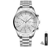 BOSCK Men's Analogue Watch (Not Chronograph), 40 mm Easy Read Auto Date and Day Stainless Steel Business Watch Men's Watch, 30 m Waterproof Sports Watches Men