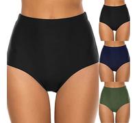 boseucn Bikini Hose Damen Badehose Schwarz Hipster High Waist Bikinihose Badeshorts Retro Ruched Bauchweg Klassisch Bikini Hose Sexy Brazilian Slip Hotpants mit Falten Bikini Briefs Swimmshorts
