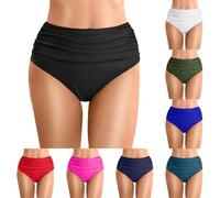 boseucn Bikini Hose Damen Kurz Badeshorts Badeanzug Bikinislip Retro Bauchweg High Waist Schwarz Bikinihose Ruched Badehose mit Bauch Weg Effekt Schnell Trocknende Boardshorts Schwimmshorts
