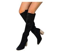 boseucn Damen Stiefel, Damen Stiefeletten Ankle Boots Fransen Langschaft Winterschuhe Retro-Stil Quaste Reiterstiefel Schuhe Kniehohe Runde Zehen Halblange Winter und Herbst