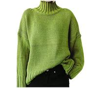 Boseucn Damen Strickpullover Winter Baumwolle Oversize Grobstrick Pullover Gestreifter V-Ausschnitt Vintage Langarmshirt Pulli Sexy Sweater
