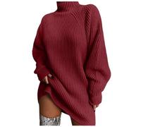 Boseucn Damen Strickpullover Winter Baumwolle Oversize Grobstrick Pullover Gestreifter V-Ausschnitt Vintage Langarmshirt Pulli Sexy Sweater