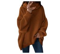 boseucn Damen Strickpullover Winter Baumwolle Strickpullover Damen Oversize Grobstrick Pullover Damen Gestreifter V-Ausschnitt Strickpullover Vintage Stricken Langarmshirt Pulli Sexy Sweater