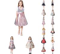 boseucn Dirndl Mädchen Kinder Midi Trachtenkleid Kinderdirndl Bayerisches Dirndlkleid für Alltag Oktoberfest Kirchweih Hochzeit Sonntagausflug Trachtenmode Trachtenbluse Dirndl-Sets für Kinder