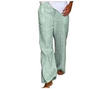 boseucn Gestreifte Loungehose für Damen Locker Gerade Lange Hose mit Taschen Streifen Freizeithose Streetwear Musselin Sommerhose Weitem Bein Elastische Pyjamahose Damen Y2k Gestreifte Hosen