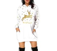 boseucn Hoodie Kleid Damen Weihnachts, Hoodie Kleid Damen Weihnachts Oversize Long Kapuzen Sweatshirt Kleider Weihnachten Hoodies für Damen Langer Christmas Pullover Hoodys Frauen Hoody Leoparden
