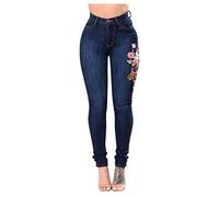 boseucn Jeans Damen, Jeanshose Damen Skinny High Waist Jeans Y2K Blumen Drucken Hüftjeans Slim Streetwear Mode Denim Pants mit Taschen Sommer Casual Teenager Mädchen Jeanshosen Damen Jeans