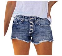 boseucn Jeans Shorts Damen, Kurz Jeans Damen High Waist Mode Jeanshose Einfarbig Shorts Basic Bermuda Denim Kurze Hose Casual Elegant Sommer Hotpants Jeansshorts Strandshorts Kurze Hosen