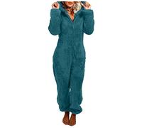 boseucn Jumpsuit Damen Große Größe, Damen Jumpsuit Teddy Fleece Einteiler Onesie Plüsch Overall Lang Pyjama Bequemer Hausanzug Anzug Flauschig Schlafanzug Flauschig und Kuschelig Weich Warm