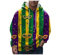 boseucn Karneval Hoodie Herren, Karneval Kapuzenpullover Herren Lustig Fasching Maske Muster Pullover Sweatshirts mit Kordelzug Taschen Männer Festlich Kapuzenpulli Oversize Faschingskostüme Hoody