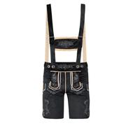 boseucn Lederhose Herren Damen Tracht Oktoberfest Trachtenhose Tracht Hose Bayerische Schwarz Braun Trachten Unisex Kurz Kniebund mit Träger Trachtenlederhosen Hosenträger Festlich Oktoberfest Outfit