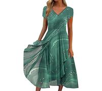 boseucn Sommerkleid Damen, Festliche Kleider für Hochzeit Abendkleid Vorne Kurz Hinten Lang Brautjungfernkleid Damen Spitze Hochzeitskleider Chiffon Elegant Chiffonkleid Frauen Festkleid,Z11 Grün,L