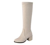 boseucn Stiefel Damen, Damen Stiefeletten mit Absatz Blockabsatz High Heels Stiefel Retro Wildleder Einfarbig Halbhohe Winterstiefel Casual Herbst Winter Frauen Winterschuhe Damenschuhe Boots