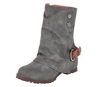 boseucn Stiefeletten Damen, Damen Stiefeletten Halbhoch Niederung Rutschfeste Stiefel Leder Reißverschluss Vintage Winterstiefel mit Schnalle Casual Herbst Winter Winterschuhe Damenschuhe Boots