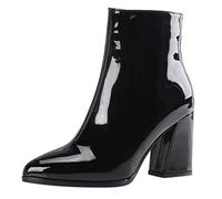 boseucn Stiefeletten Damen, Damen Stiefeletten mit Absatz Blockabsatz High Heels Stiefel Glattleder Halbhohe Spitz Reißverschluss Winterstiefel Casual Herbst Winter Frauen Winterschuhe Damenschuhe