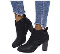 boseucn Stiefetetten Damen Braun, Stiefeletten Damen Mit Absatz Elegant Damen Stiefeletten Spitz Booties Winterschuhe Glatt Ankle Boots Herbst Winter Vintage Stiefel Boots Worker Schneestiefel