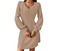 boseucn Strickkleider Damen Winter Lang, Damen Weihnachts Strickkleid Elegante Winterkleid Stricken Pullover Kleid Weihnachtspullover mit Rentier Gestrickt Druck Weihnachtsbaum Schneeflocken