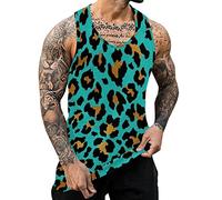 boseucn Tank Top Herren Leopard Sommer Ärmellos Rundhals Casual Fitness Sport Tanktop Tankshirt T-Shirt Männer Workout Gym Bodybuilding Oversized Muskelshirt Tshirt Weste Shirts Tank top