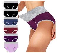 boseucn Unterhosen Damen, 6 Stück Frauen Einfarbig Patchwork Slips Höschen Unterwäsche Knickers Bikini Unterhose Nahtlose einfarbige Damen-Slips aus Baumwolle mit hoher Taille und hüfthochem Höschen