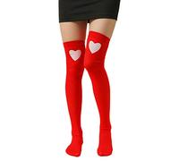 boseucn Valentinstag Overknees Strümpfe Damen, 1 Paar Kniestrümpfe mit Herzen Lippen Overknee Strümpfe Mädchen Thigh High Socks Mode Mottoparty Karneval Overknee Strümpfe Damen Lustig
