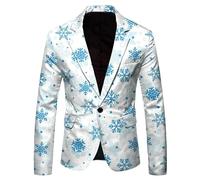 boseucn Weihnachten Sakko Herren, Weihnachts Herren Blazer Party Mantel Weihnachtsmotiv Anzugsakko Revers Sakko Slim Fit Anzugjacke Weihnachten Muster Freizeitjacke Weihnachten Festlich Kostüm