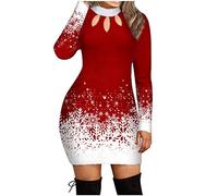 boseucn Weihnachtskleid Damen, Damen Herbst Winter Strickkleid Elegant Schulterfrei Langarm Pullover Kleid Lose Sweater Dress Oversized Minikleid Strickkleider Pullover Damen Kleid Lang