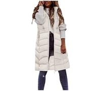 boseucn Weste Damen Lang, Steppweste Damen Lang Damenweste Mantel Ärmellos Jacke Steppjacke Winterjacke mit Reissverschluss Taschen Outdoor Übergangsjacke Winter Warm Daunenweste Damen mit Kapuze