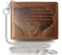 boshiho Biker Geldbörse mit Kette - Geldbeutel für Herren Echt Büffel, Kreditkartenetui mit RFID-Schutz, Vintage Portemonnaie für Biker, Reisen, Vatertag