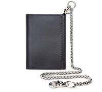 boshiho Carbon Geldbörse für Herren - Geldbeutel Leder Schwarz Boss mit Kette Kreditkartenetui mit RFID-Schutz 13 Fächer Münztasche & Slim Design Portemonnaie aus Karbonfaser (Black-PU)