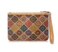 Boshiho Kork Kosmetiktasche Kleine - Make up Tasche für Handtasche, Cord Schminktasche Damen Reise für Mädchen Frauen Geschenk (AM0364-Quadrate-1pcs)