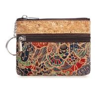 boshiho Kork Mini Schlüsseletui Damen - Vegane Schlüsseltasche Klein, Mini Änderungstasche Münzgeldbörse für unterwegs,Geschenke, Muttertag, Shopping-K